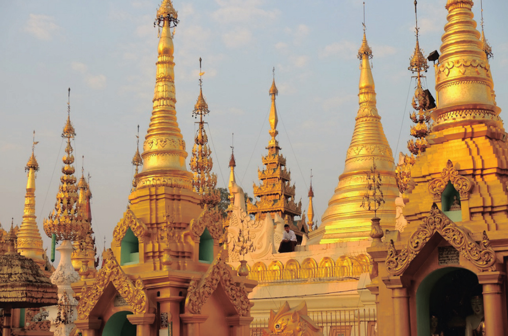 STRIKING: Gilded turrets of the magnificent Schwedagon Pagoda in Yangon - Pictures: GILLIAN MCLAREN